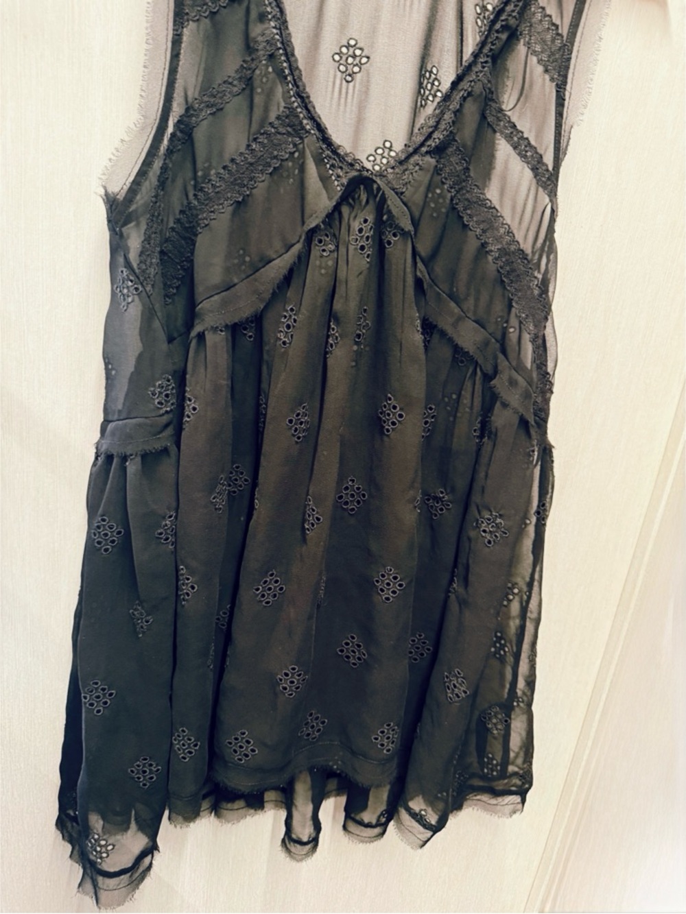 Free People Intimately Black Eyes For You Trapeze Sheer Babydoll Dress, Size XS - Picture 5 of 13